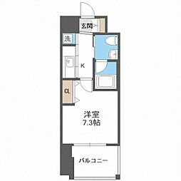 イノセント堂山 1Kの間取図画像