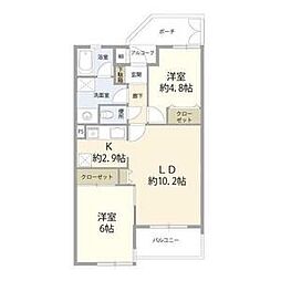 東戸塚ガーデニアウエストヒルズ 2LDKの間取図画像