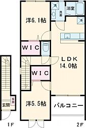 ポルトゥ・ボヌール 2LDKの間取図画像