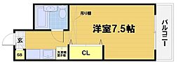 ヤングビレッジ嵯峨 1Kの間取図画像