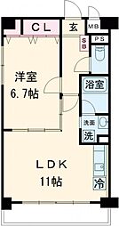 ボヌール有瀬 1LDKの間取図画像