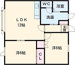 エバーホープB 2LDKの間取図画像