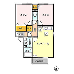 グランバルクA棟 2LDKの間取図画像