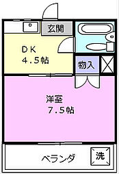 サンシティ上浜 1DKの間取図画像