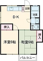 コーポヤマ 2DKの間取図画像