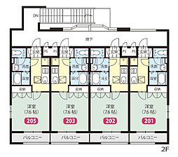 エスポアール2 1Kの間取図画像