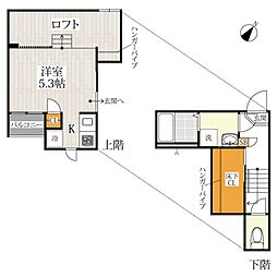 CB川越レガンテ 1Kの間取図画像