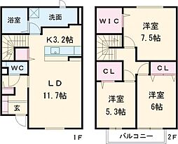 CLARIS SUMIYOSHI B 3LDKの間取図画像