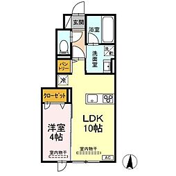 TORISIA青森中央 1LDKの間取図画像