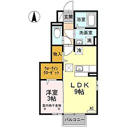 グリーンライフ雄 1LDKの間取図画像