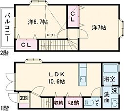 ヨーロピアンシャレー光の森北D 2LDKの間取図画像