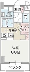 プライム三島プレイス 1Kの間取図画像