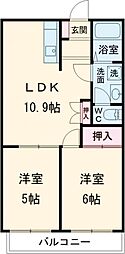 ディアレスト 2LDKの間取図画像