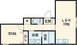 Kパラッツォ神戸元町通 1LDKの間取図画像