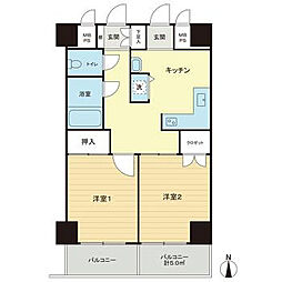 アーバンヒルズ湘南平塚第2 2Kの間取図画像