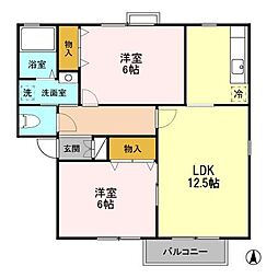 ロイヤルガーデンエリナA 2LDKの間取図画像