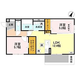 神戸市北区谷上南町アパート 2LDKの間取図画像