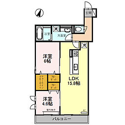 Jyo・PointVillageC 2LDKの間取図画像