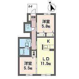 シャーメゾン陽 2LDKの間取図画像