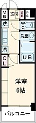 プレリス鶴見緑地グランガーデリア 1Kの間取図画像