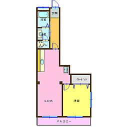 井上ビル 1LDKの間取図画像