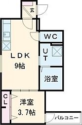 プレミア大日 1LDKの間取図画像