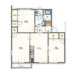 設楽ハイツA 3DKの間取図画像