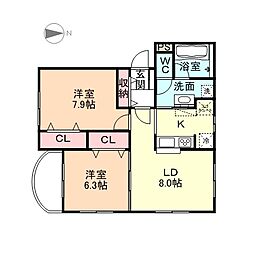 ALBA 2LDKの間取図画像