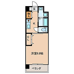 サンボックス大浦 1Kの間取図画像