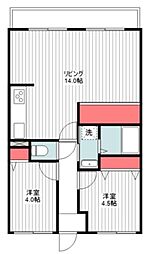 ライオンズマンション大和八木 2LDKの間取図画像