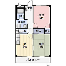 トウーンタウンミッキー 2DKの間取図画像
