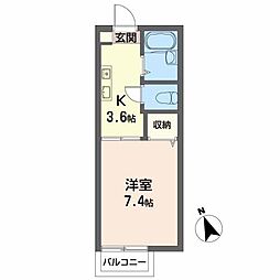 イースト・アレイ 1Kの間取図画像