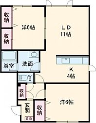 プリエ館 2LDKの間取図画像