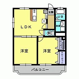 シーサイドハイツ長江 2LDKの間取図画像