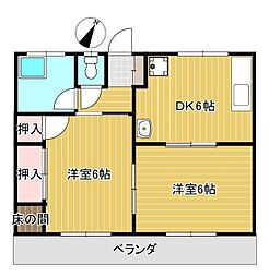 七福マンション 2DKの間取図画像