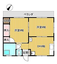 七福マンション 2DKの間取図画像