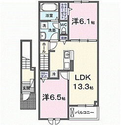 カーサ・ファミリア御幸 2LDKの間取図画像