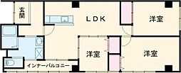 円口ビル 3LDKの間取図画像