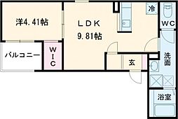 藤井寺市道明寺4丁目アパート 1LDKの間取図画像