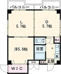 ハッピー稲野マンション 1LDKの間取図画像
