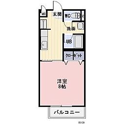 エバーランド伊藤 1Kの間取図画像