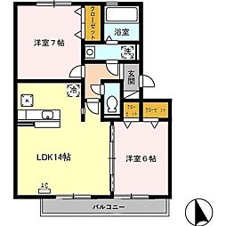 パルテール 2LDKの間取図画像