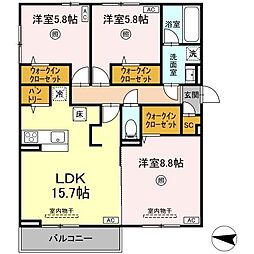 ロイヤルタウン富の原I 3LDKの間取図画像