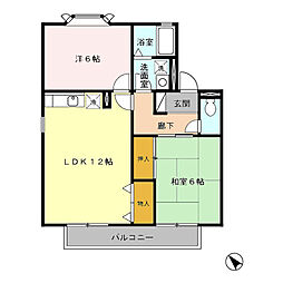 セジュール綾A 2LDKの間取図画像