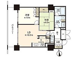 アップルタワーズ仙台ブローディアタワー 2LDKの間取図画像