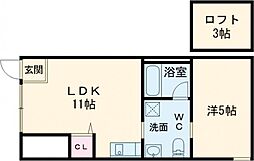 下三条町ソラノマ 1LDKの間取図画像