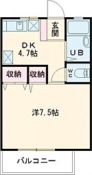 パレーシャル上座 1DKの間取図画像