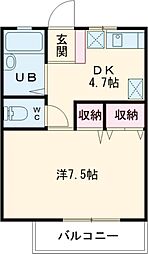 パレーシャル上座 1DKの間取図画像