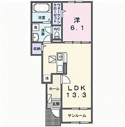 こはるテラスII 1LDKの間取図画像