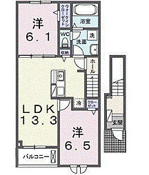 こはるテラスII 2LDKの間取図画像